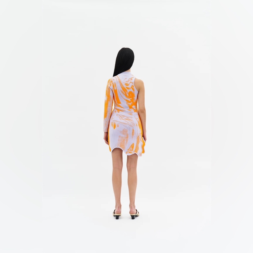 PH5 Vibrant Orange and Lavender Wavy Dress - Picture 2 of 2